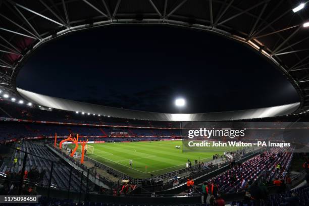 General view of the stadium before the UEFA Euro 2020 qualifying, group C match at the Stadion Feijenoord, Rotterdam.