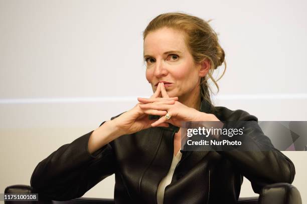 Former French Minister Nathalie Koscuisko-Morizet during her talk about internet and democracy at university ENS - October 09 Paris.