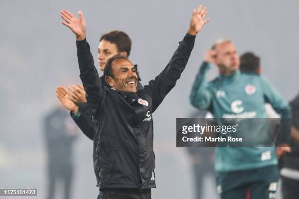 Jos Luhukay head coach of FC Pauli celebrates after winning the Second Bundesliga match between FC St. Pauli and Hamburger SV at Millerntor Stadium...
