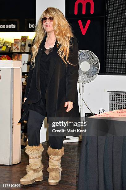 Stevie Nicks attends a signing session of her new album 'n Your Dreams' at HMV, Oxford Street on June 27, 2011 in London, England.