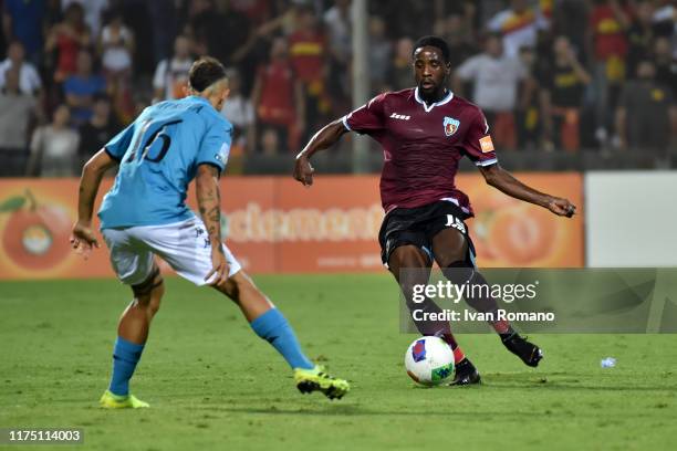 Sedrick Kalombo of Salernitana during the Serie B match between Salernitana and Benevento Calcio at Stadio Arechi on September 16, 2019 in Salerno,...