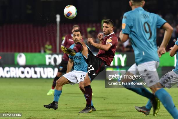 Emmanuele Cicerelli of Salernitana during the Serie B match between Salernitana and Benevento Calcio at Stadio Arechi on September 16, 2019 in...