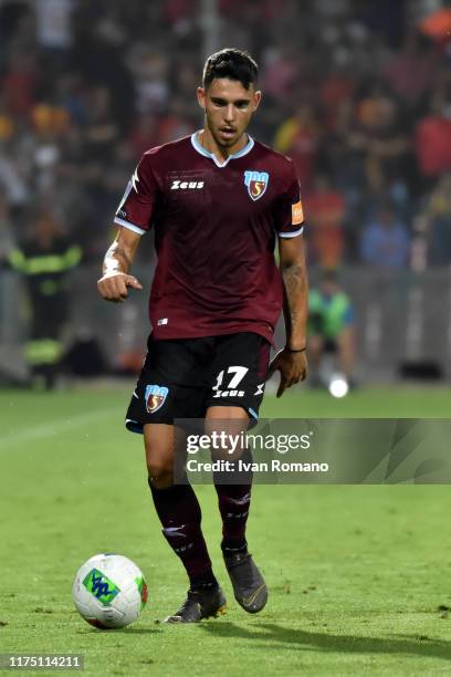 Emmanuele Cicerelli of Salernitana during the Serie B match between Salernitana and Benevento Calcio at Stadio Arechi on September 16, 2019 in...