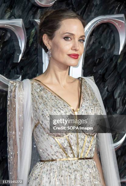 Angelina Jolie attends the Maleficent: Mistress of Evil European Premiere at the BFI Imax, Waterloo.