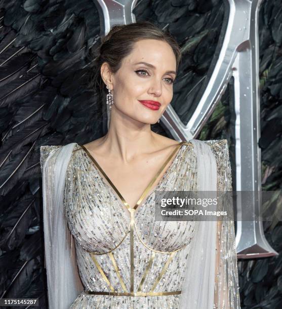 Angelina Jolie attends the Maleficent: Mistress of Evil European Premiere at the BFI Imax, Waterloo.