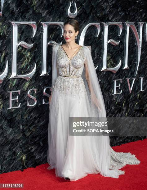 Angelina Jolie attends the Maleficent: Mistress of Evil European Premiere at the BFI Imax, Waterloo.