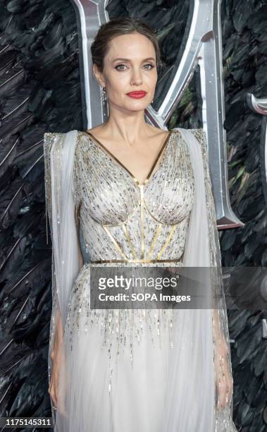Angelina Jolie attends the Maleficent: Mistress of Evil European Premiere at the BFI Imax, Waterloo.