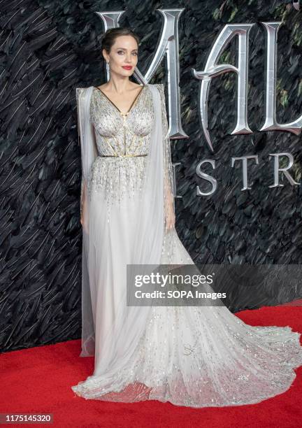 Angelina Jolie attends the Maleficent: Mistress of Evil European Premiere at the BFI Imax, Waterloo.