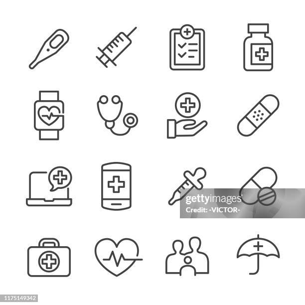 stockillustraties, clipart, cartoons en iconen met gezondheidszorg icons-line series - medisch dossier