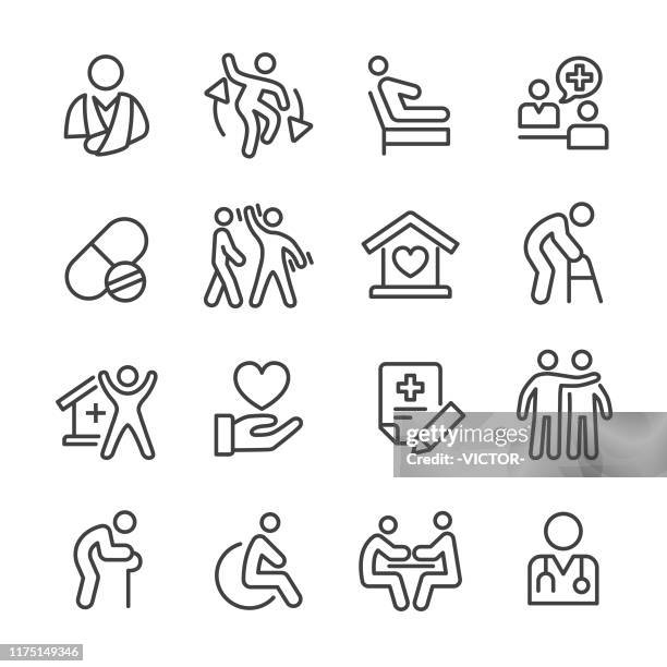 home health care icons - line series - altenpflege stock-grafiken, -clipart, -cartoons und -symbole