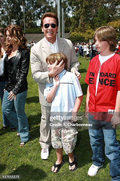 Governor Arnold Schwarzenegger with sons Christopher and Patrick Schwarzenegger