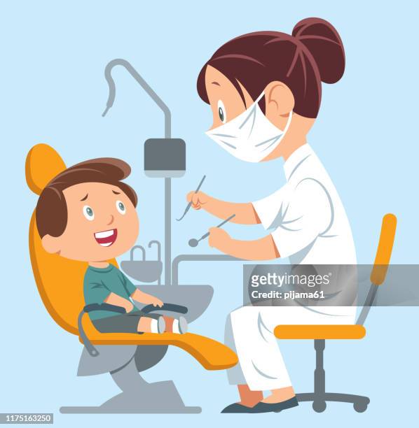 dentist and child - dentist stock illustrations