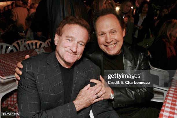 Robin Williams and Billy Crystal during Los Angeles Premiere of Columbia Pictures' "RV" at Mann Village Theatre in Westwood, California, United...