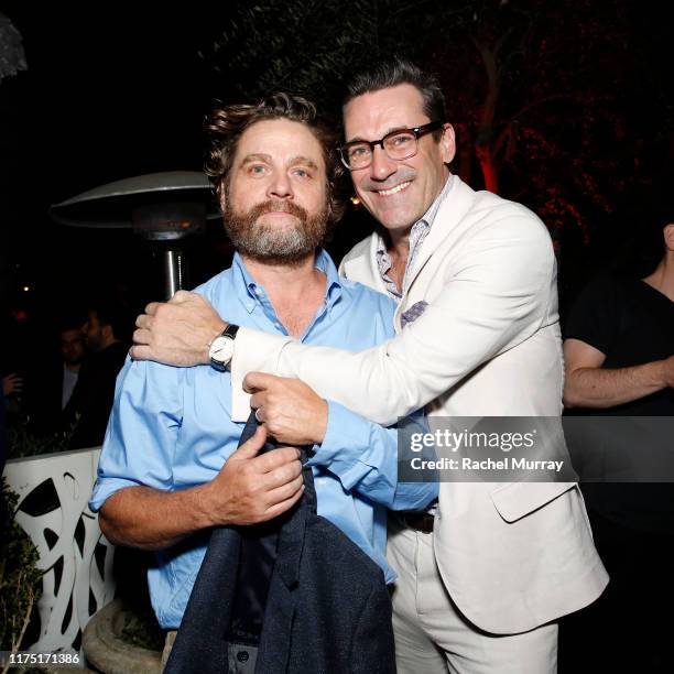 Zach Galifianakis and Jon Hamm attend Netflix's special screening of "Between Two Ferns: The Movie" on September 16, 2019 in Los Angeles, California.