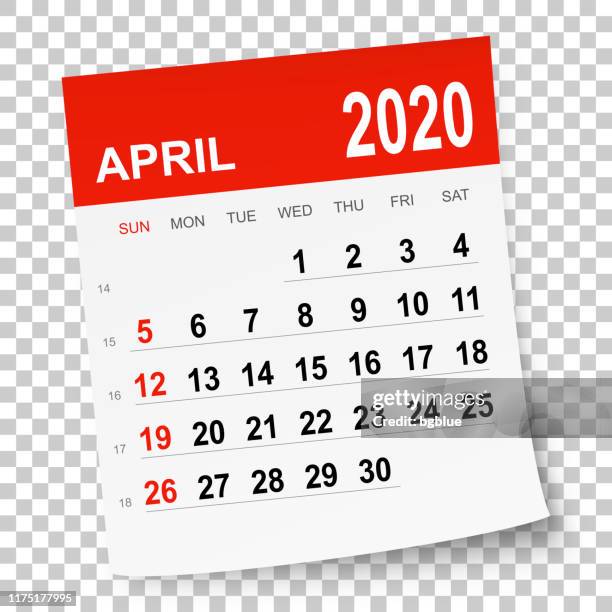 april 2020 calendar - sticky note transparent stock illustrations