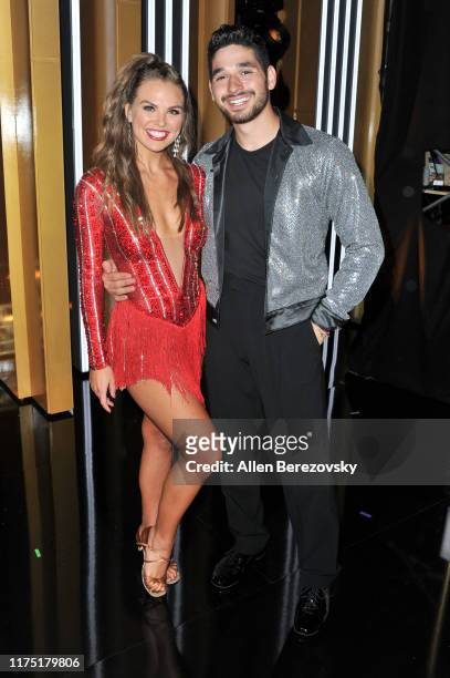 Hannah Brown and Alan Bersten attend the "Dancing With The Stars" Season 28 show at CBS Television City on September 16, 2019 in Los Angeles,...