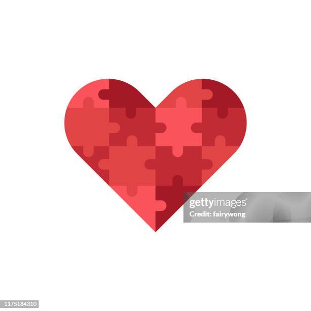 heart shaped jigsaw puzzle icon - complexity stock illustrations