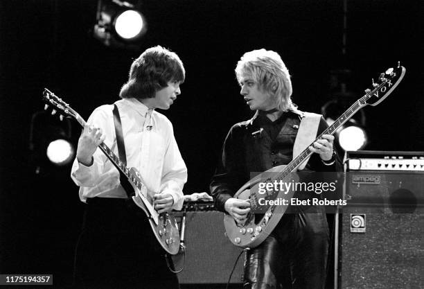 Elliot Easton and Ben Orr performing with 'The Cars' on 'The Chorus Show' for French TV in Paris, France on November 26, 1978.
