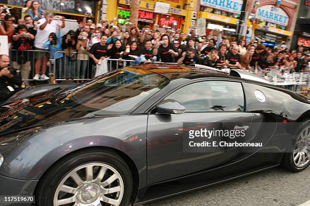 Tom Cruise arrives in a Bugatti Veyron 16.4 during Los Angeles Fan Screening of Paramount Pictures' "Mission: Impossible III" at Grauman's Chinese...