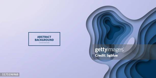 paper cut background - blue abstract wave shapes - trendy 3d design - carving craft product stock illustrations