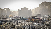 post Apocalypse, Ruins of a city. Apocalyptic landscape