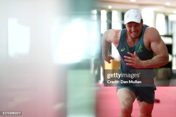 David Pocock of Australia trains during a gym session on September 17, 2019 in Odawara, Japan.