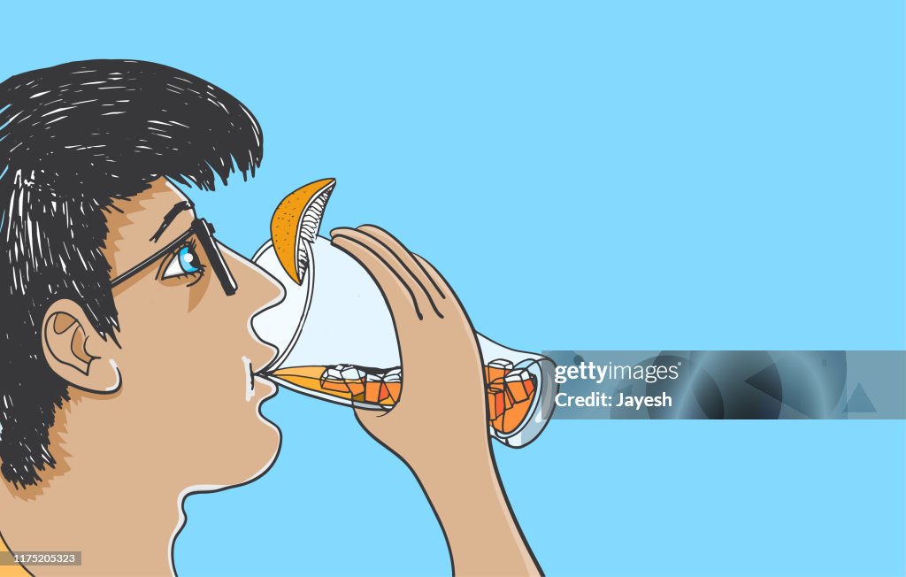 Man Drinking Juice