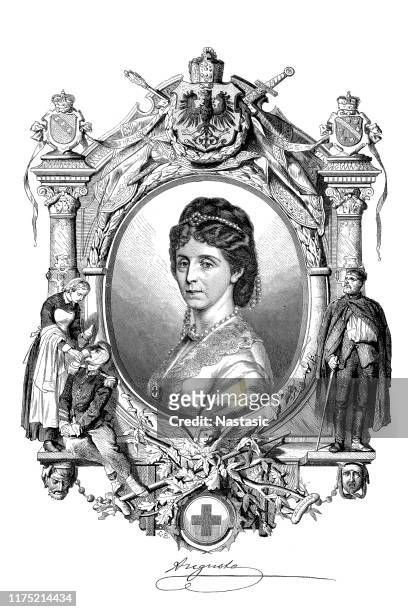 princess augusta of saxe-weimar-eisenach (augusta marie luise katharina; 30 september 1811 – 7 january 1890) was the queen of prussia and the first german empress as the consort of william i, german emperor - augusta saxe weimar eisenach stock illustrations