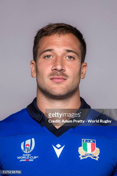 Tommaso Benvenuti of Italy poses for a portrait during the Italy Rugby World Cup 2019 squad photo call on September 16, 2019 in Sakai, Osaka, Japan.