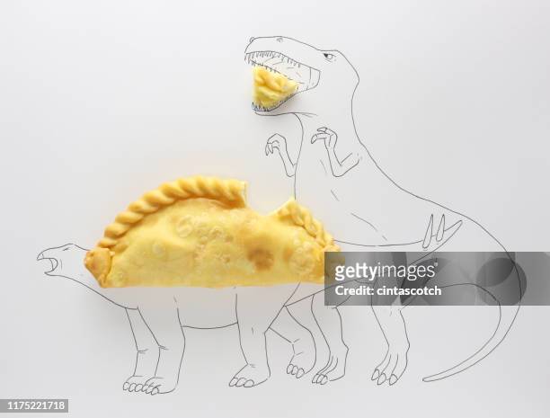 conceptual t-rex attacking a stegosaurus - stegosaurus stock pictures, royalty-free photos & images
