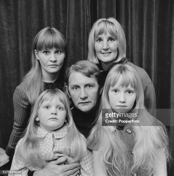 British actor Roy Dotrice posed with his wife Kay Dotrice and daughters Michele, Yvette and Karen in March 1966.
