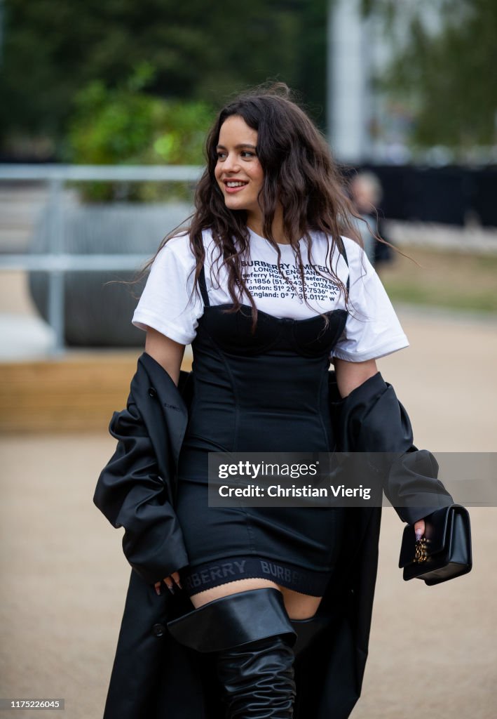 Spanish singer Rosalía is seen outside Burberry during London