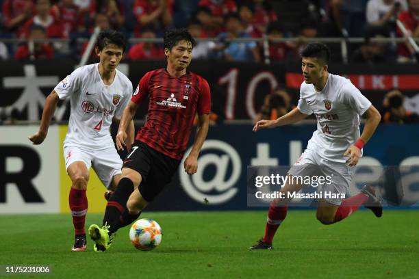 Kazuki Nagasawa of Urawa Reds in action during the AFC Champions League quarter final second leg match between Urawa Red Diamonds and Shanghai SIPG...