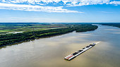 Mississippi River Barge from Drone