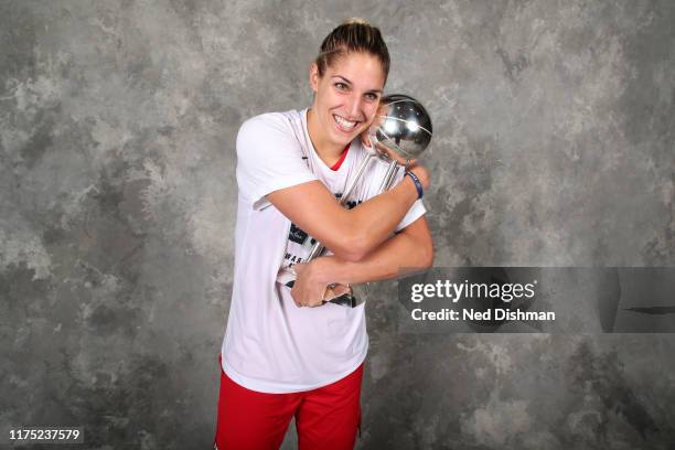 Elena Delle Donne of the Washington Mystics poses for a portrait with the WNBA Championship Trophy after Game Five of the 2019 WNBA Finals on October...