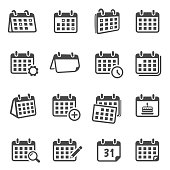 Calendars for time planning glyph icons set