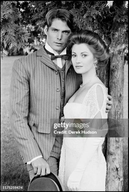 Portrait of American actor Christopher Reeve and English-born American actress Jane Seymour , both in costume for the film Somewhere in Time' ,...