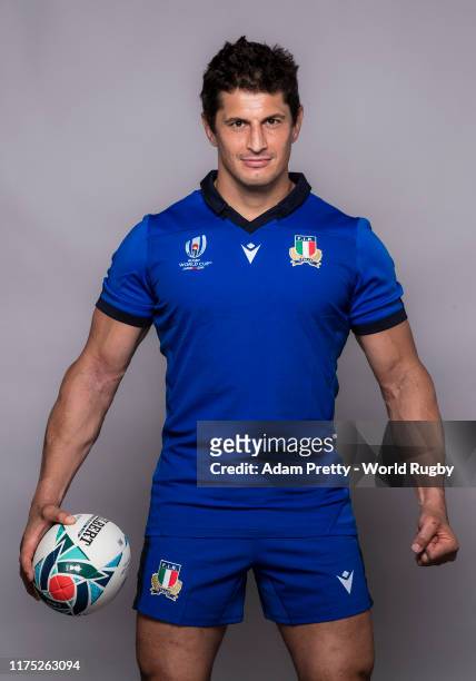 Alessandro Zanni of Italy poses for a portrait during the Italy Rugby World Cup 2019 squad photo call on September 16, 2019 in Sakai, Osaka, Japan.