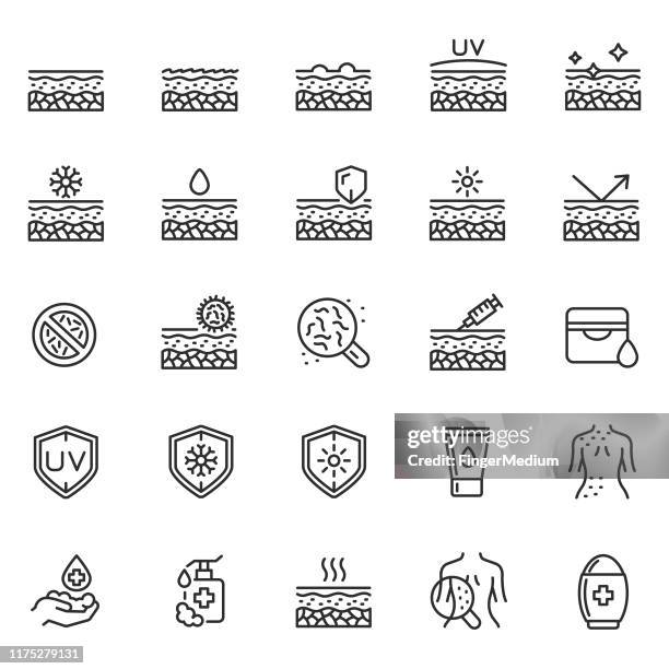 stockillustraties, clipart, cartoons en iconen met skin care icon set - droog