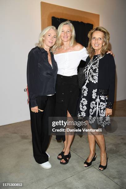 Ester Velo, Anji Aron and Cecilia Colussi attend the Ha Chong-Hyun Exhibition Opening on September 17, 2019 in Milan, Italy.