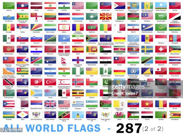 world all flags - komplette sammlung - 287 artikel - teil 2 von 2 - land stock-grafiken, -clipart, -cartoons und -symbole
