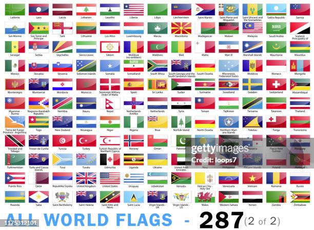 ilustrações de stock, clip art, desenhos animados e ícones de world all flags - complete collection - 287 items - part 2 of 2 - country