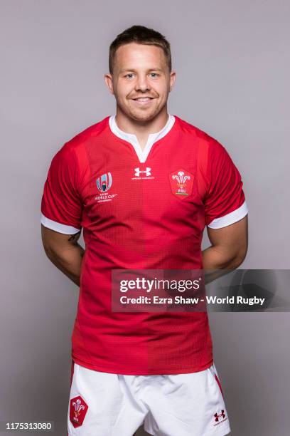 James Davies of Wales poses for a portrait during the Wales Rugby World Cup 2019 squad photo call on on September 17, 2019 in Kitakyushu, Fukuoka,...