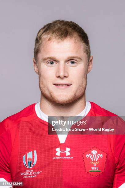 Aled Davies of Wales poses for a portrait during the Wales Rugby World Cup 2019 squad photo call on on September 17, 2019 in Kitakyushu, Fukuoka,...