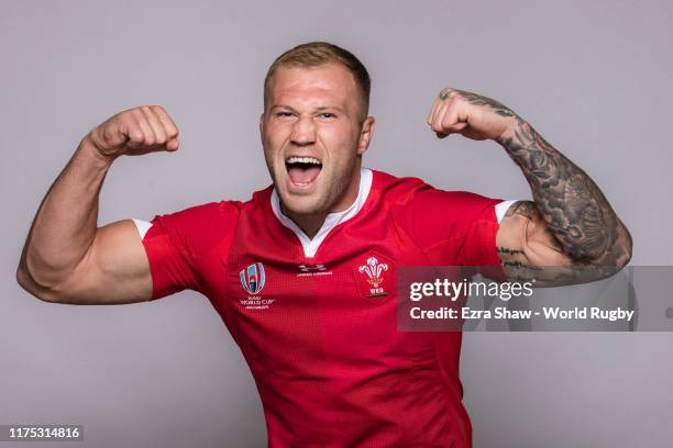 Ross Moriarty of Wales poses for a portrait during the Wales Rugby World Cup 2019 squad photo call on on September 17, 2019 in Kitakyushu, Fukuoka,...