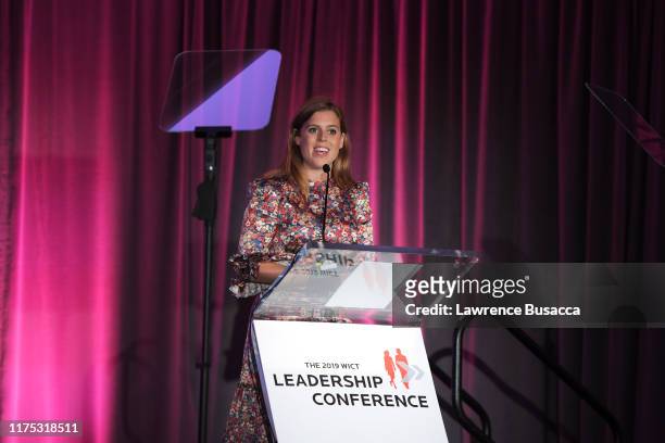 Princess Beatrice of York speaks onstage at WICT Leadership Conference And Touchstones Luncheon at The New York Marriott Marquis on September 17,...