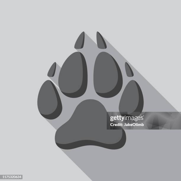 wolf paw print icon flat 1 - paw prints stock illustrations