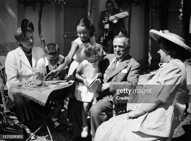 Undated picture taken at Neuvic, southwestern France, showing French politician Henri Queuille with his family.