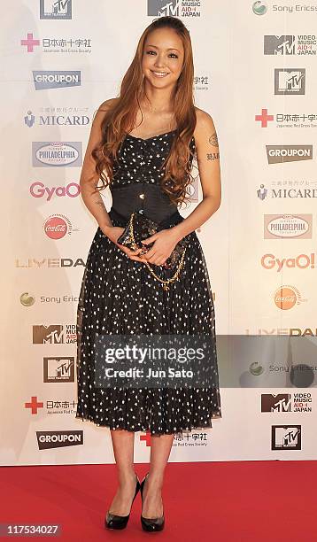 Singer Namie Amuro arrives at MTV Video Music Aid Japan at Makuhari Messe on June 25, 2011 in Chiba, Japan.