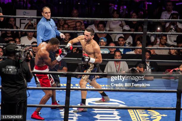 Danny Jacobs defeats Sergio Mora by TKO in the 2nd round during their Middleweight fight. Barclays Center on August 1st, 2015 in Brooklyn.